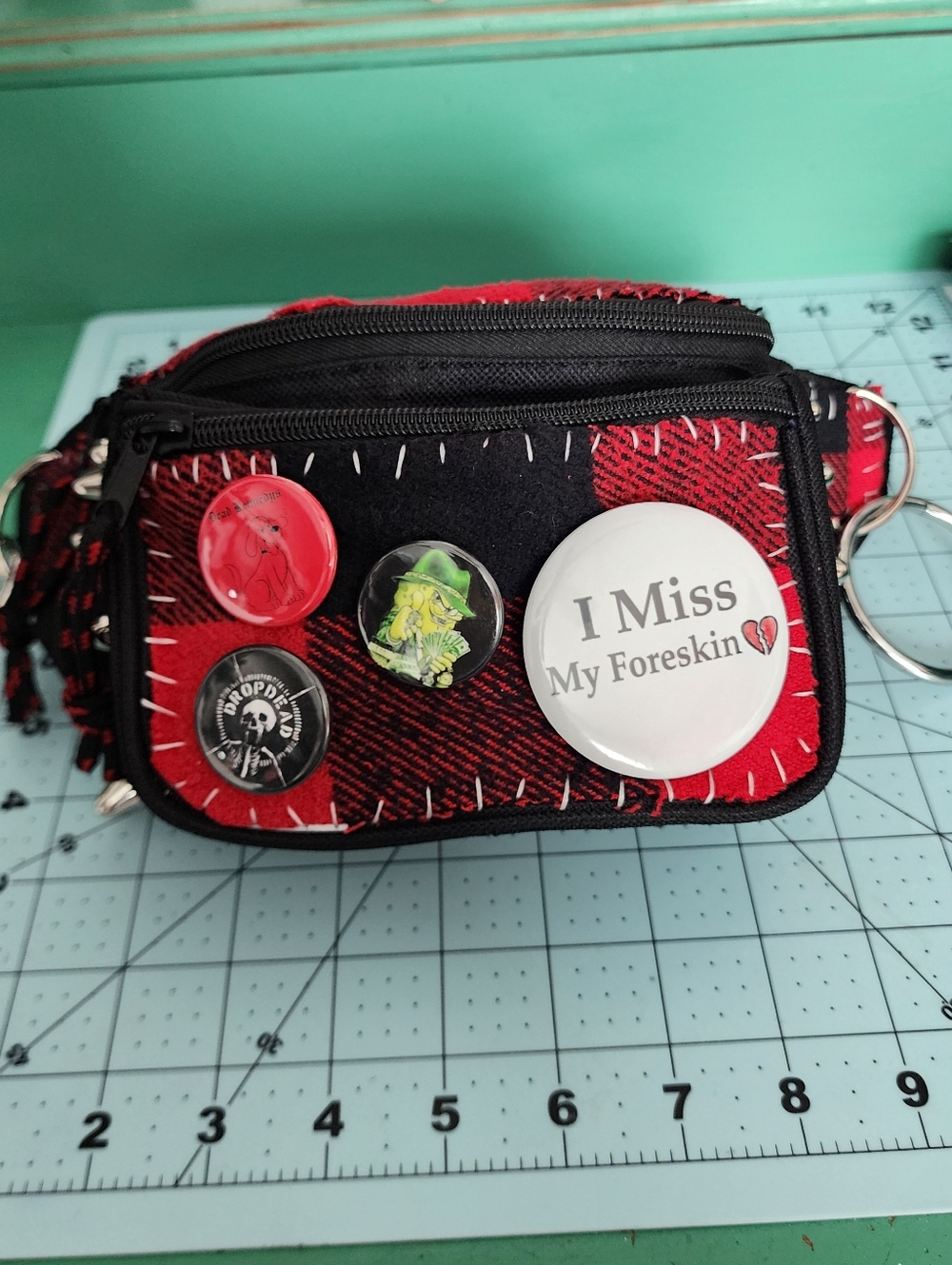 DIY Red Plaid Punk Fannypack